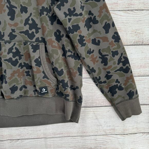Converse Camouflage Embroidered Hoodie Sweatshirt Mens XL Green Black - Picture 13 of 16